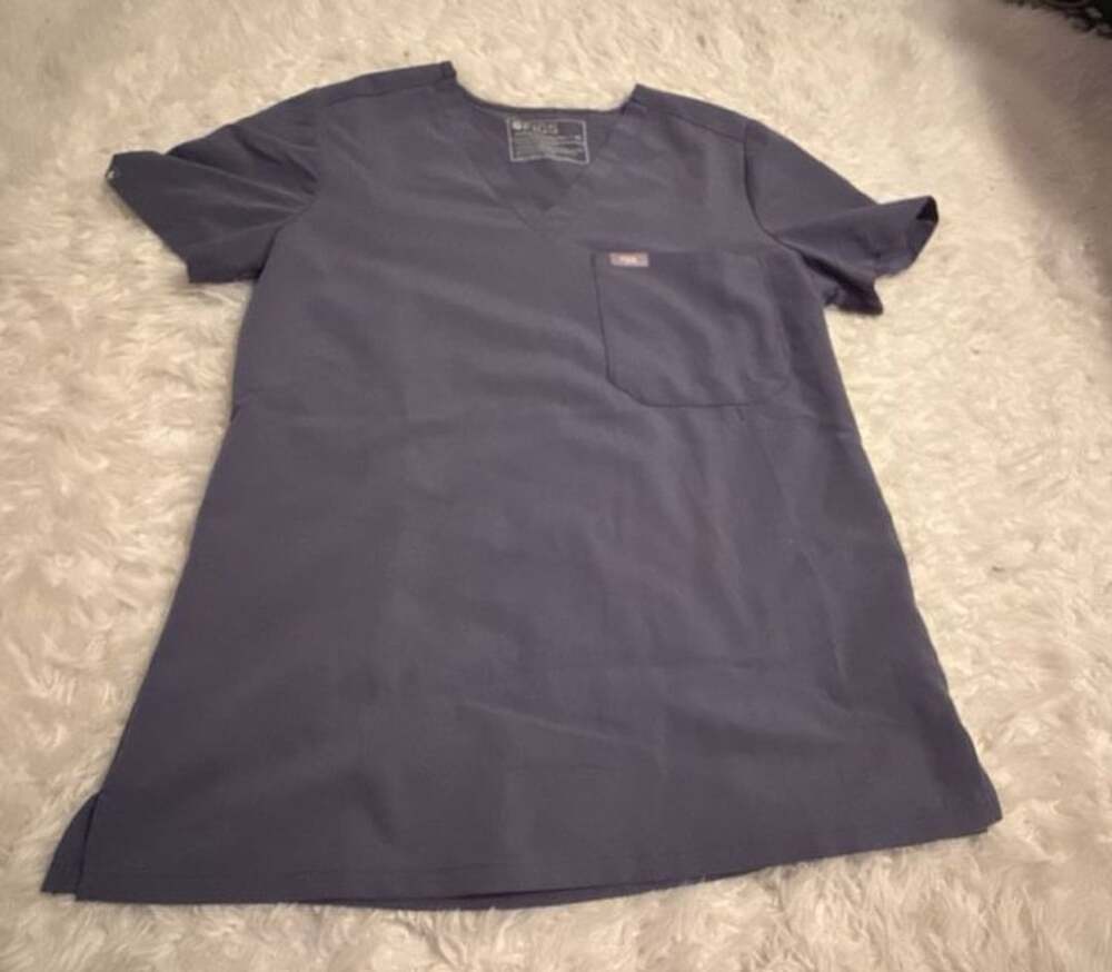 FIGS Catarina Scrub Top Size XS Heather Denim Blue